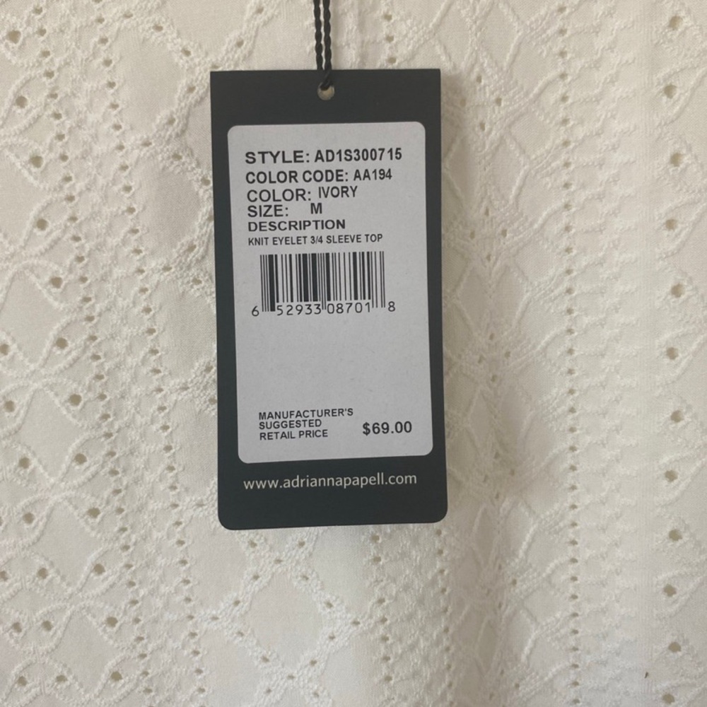 NEW Adrianna Papell Women 3/4 Sleeve Top Blouse - Picture 5 of 5